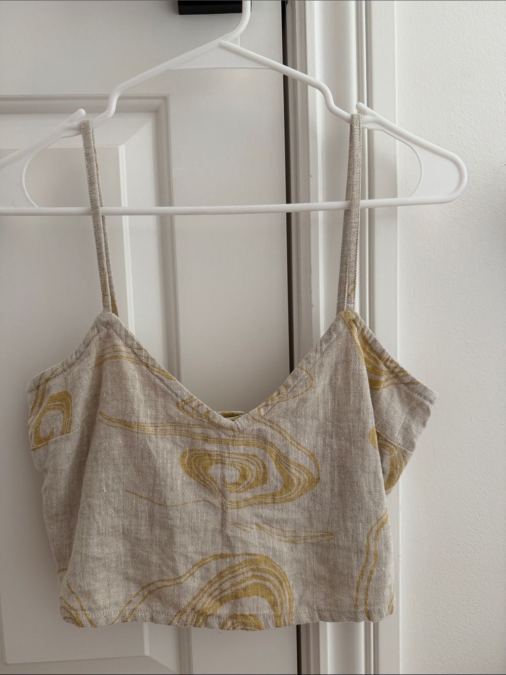 Paloma Wool - Linen Crop Cami with Mustard Swirl Print
